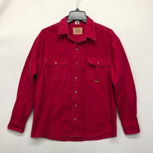Vintage Ruddy Duck Men Button Up Shirt Top Long Sleeve Size Large Red M095 -25